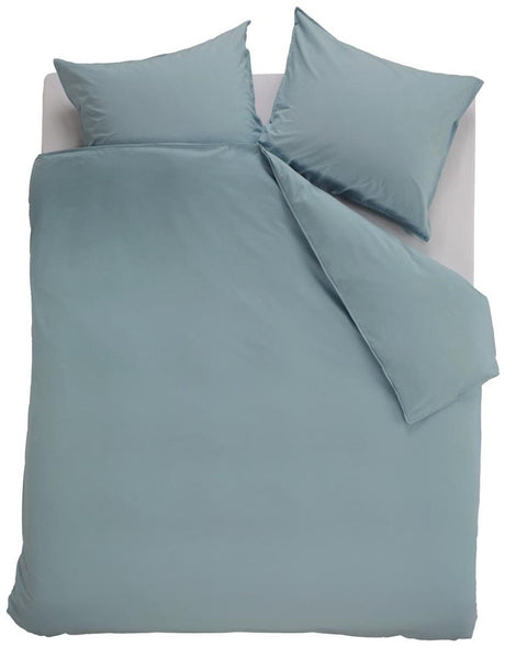 Ambiante cotton uni dekbedovertrek - effen - lits-jumeaux xl - 260x200 220 cm - blauw