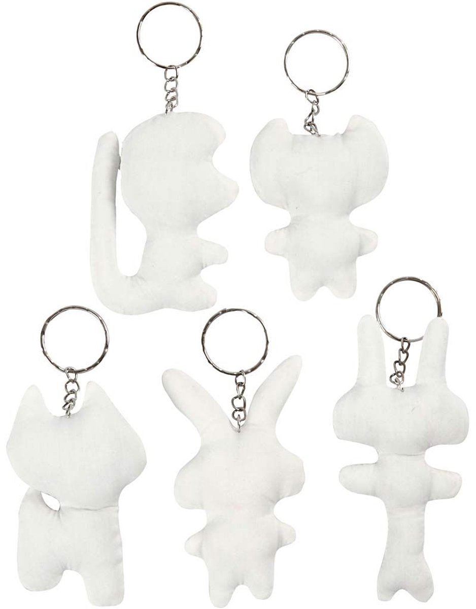 Creativ company stoffen dieren sleutelhanger, 5st.