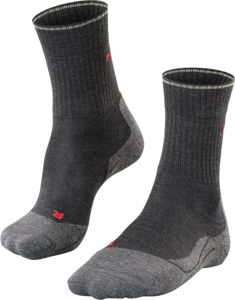 Falke tk2 explore wool silk medium padding wol functioneel materiaal wandelsokken dames grijs - maat 37-38