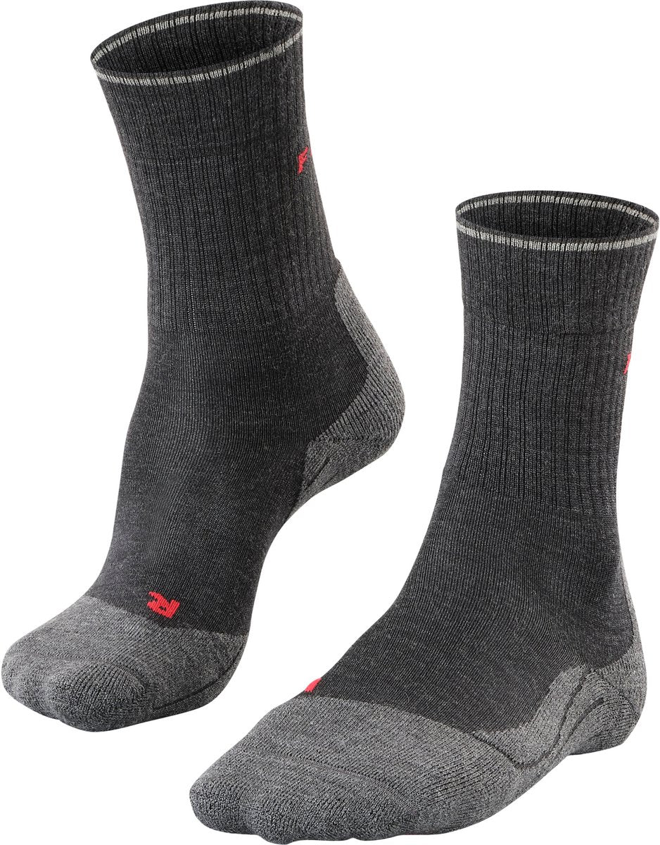 Falke tk2 explore wool silk medium padding wol functioneel materiaal wandelsokken dames grijs - maat 37-38