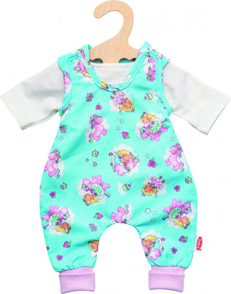 Heless poppenromper en t-shirt 28-35 cm katoen blauw
