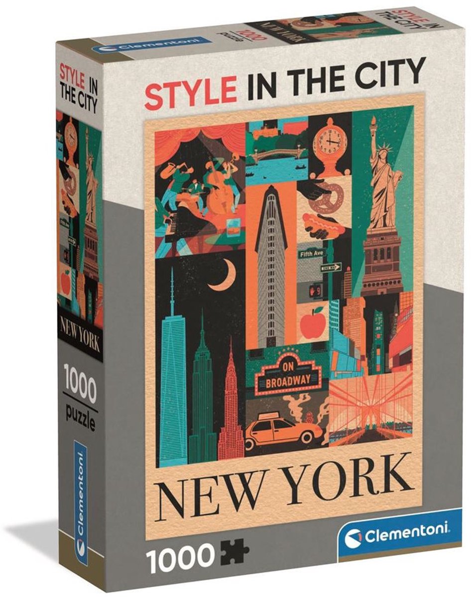 Clementoni legpuzzel style in the city new york - puzzel 1000 stukjes - jigsaw puzzle - compact box - legpuzzels en puzzels voor volwassenen