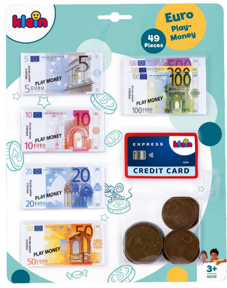 Klein toys - euro speelgeld - incl. creditcard, muntgeld en biljetten - meerkleurig