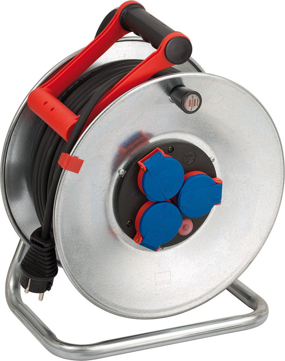 Brennenstuhl garant s ip44 kabelhaspel ( 50 m kabel in zwart, plaatstaal, kortstondig gebruik buiten, made in germany)zilver