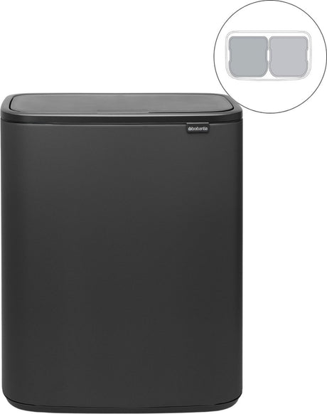 Brabantia bo touch bin prullenbak - 2 x 30 liter - afvalscheiding - mineral infinite grey