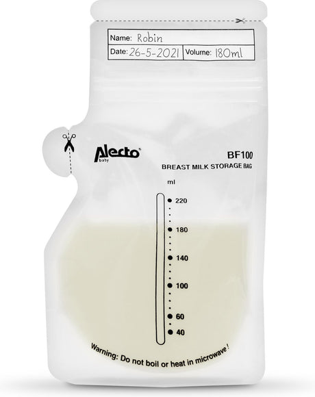 Alecto bf100 - moedermelk bewaarzakjes 220 ml - 100 stuks