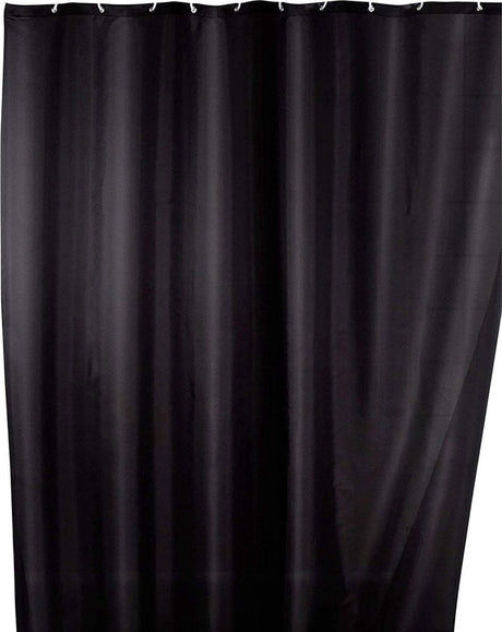 Wenko anti-schimmel douchegordijn zwart 180x200cm polyester - inclusief ophangringen - waterdicht - wasbaar - sneldrogend
