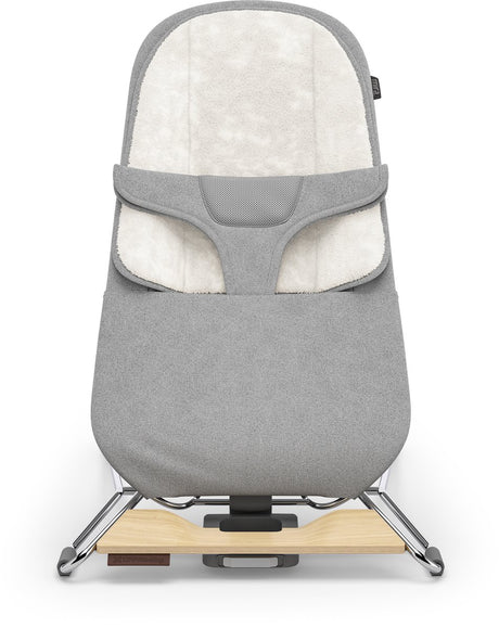 Uppababy - mira stella - wipstoel - bouncer - grijs - zilveren frame met houten voet - baby en peuter - 2-in-1 schommelstoel - relax