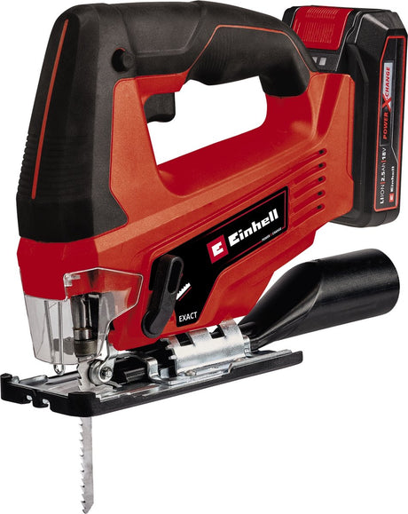 Einhell accu decoupeerzaag tc-js 18 li kit - power x-change - 18 v li-ion - slaghoogte: 20 mm - versteksneden: max. 45° - incl. 5 zaagbladen - incl. 2.5 ah accu en 1x lader