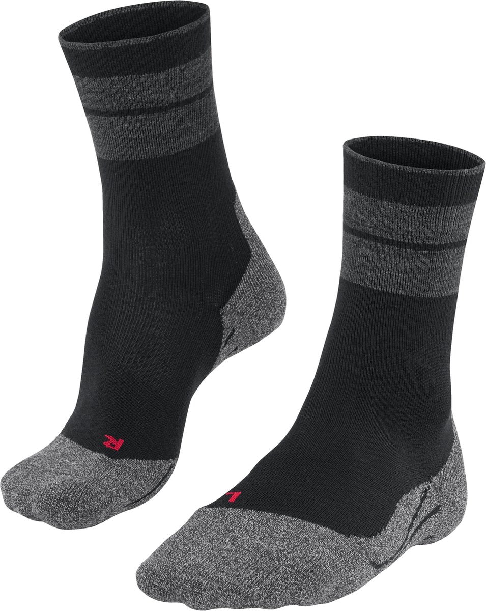 Falke tk stabilizing anti-blaar dik wol functioneel materiaal wandelsokken heren zwart - maat 39-41