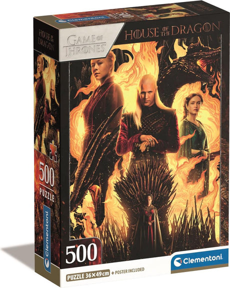 Clementoni - puzzel - 500 stukjes - house of dragon - compact box - puzzel voor volwassenen