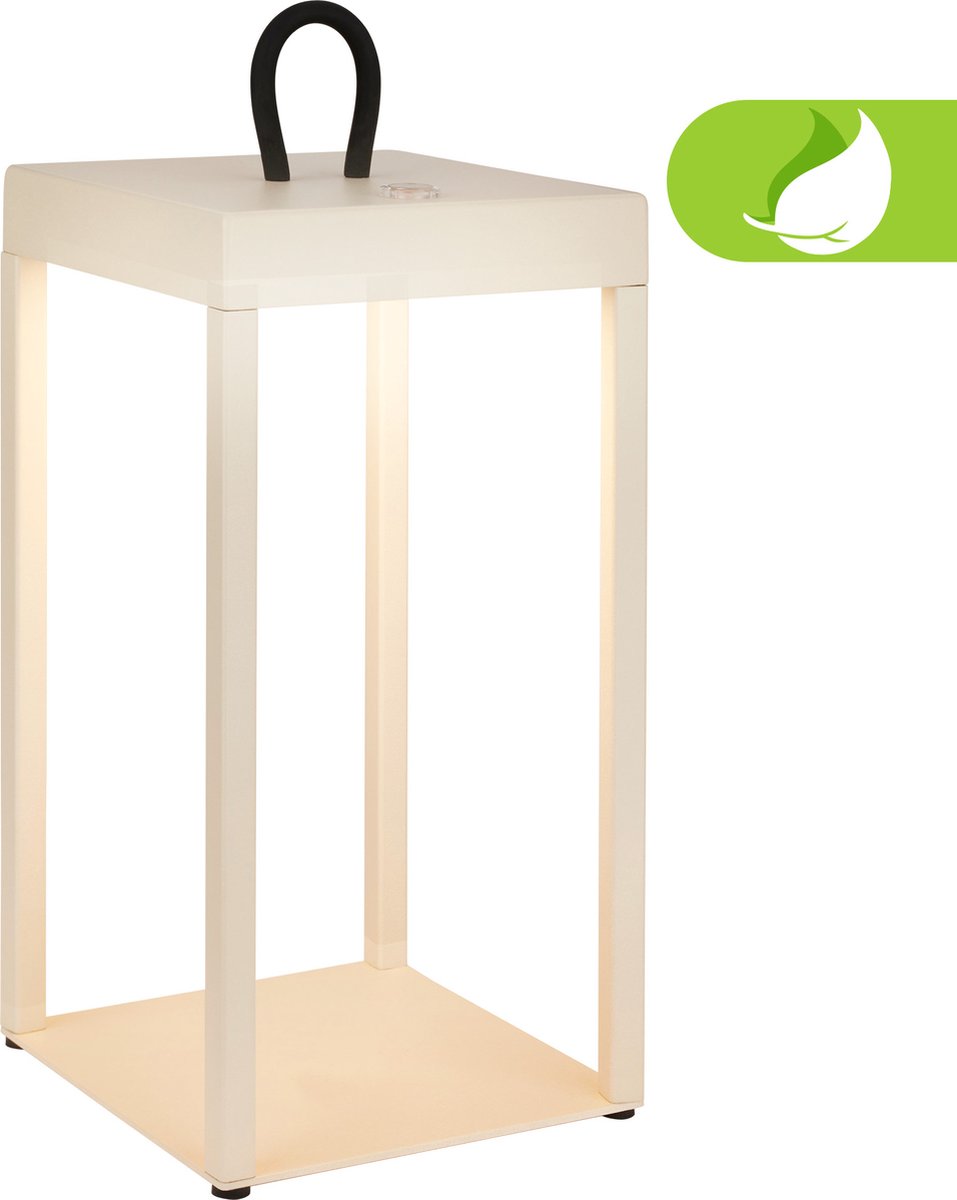 Briloner luca - draadloze led lantaarn ip44 - 7511011 - dimbaar - touch - draadloos - spatwaterdicht - verwisselbare batterij en lichtbron - afmetingen: 31,5 x 13 x 13 cm - beige