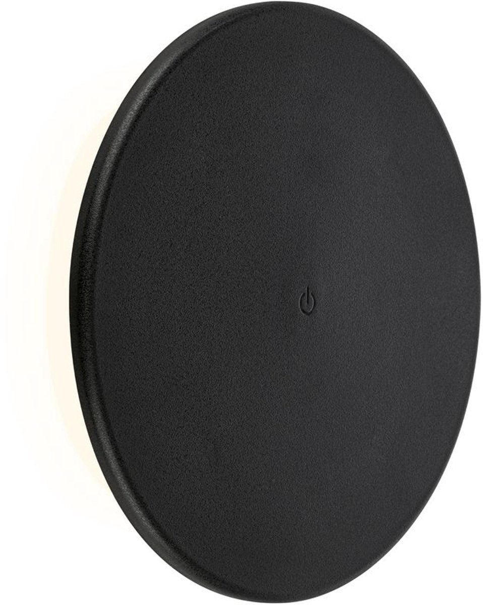 B.k.licht briloner – buiten wandlamp oplaadbaar – usb-c – dimbaar - warm wit licht – zwart – ø25