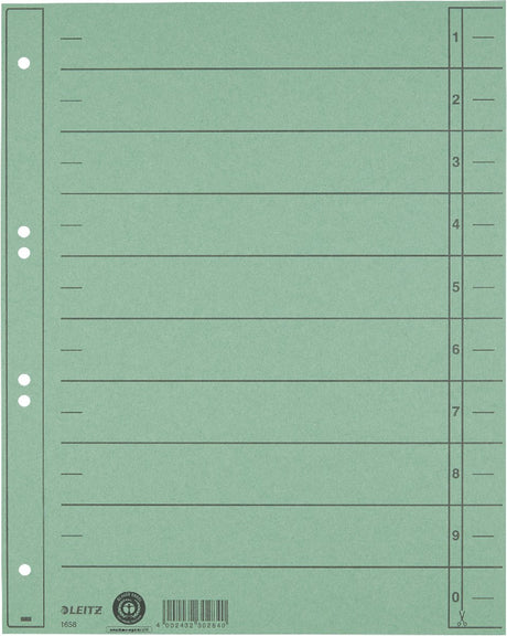 Leitz staffeltabblad karton - beschrijfbare tabs, 2 4-rings - voor ordners en ringbanden - groen