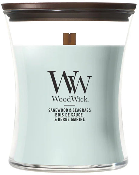 Woodwick hourglass medium geurkaars - sagewood seagrass - 60 branduren