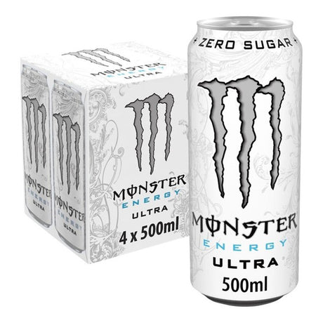 Monster ultra white blik 0.5 liter 4-pack (6 stuks)