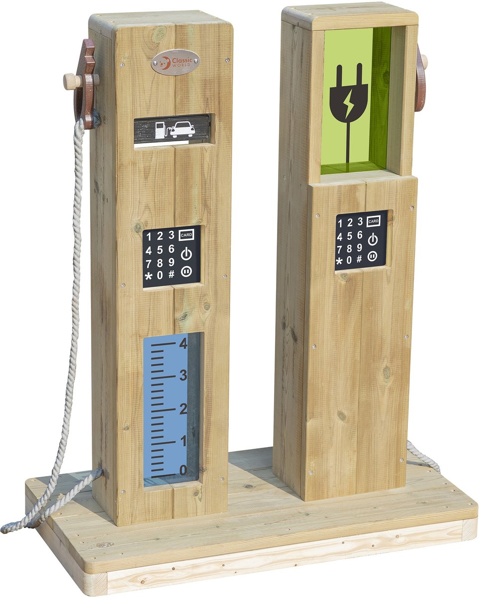 Classic world houten outdoor speel tankstation