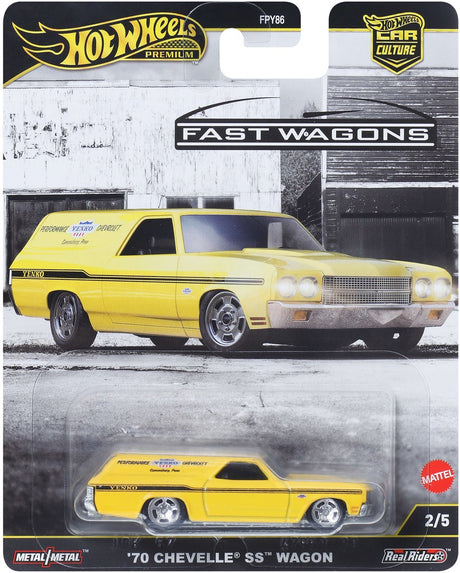 Hot wheels 70 chevelle ss wagon, auto, 3 jaar, metaal, geel