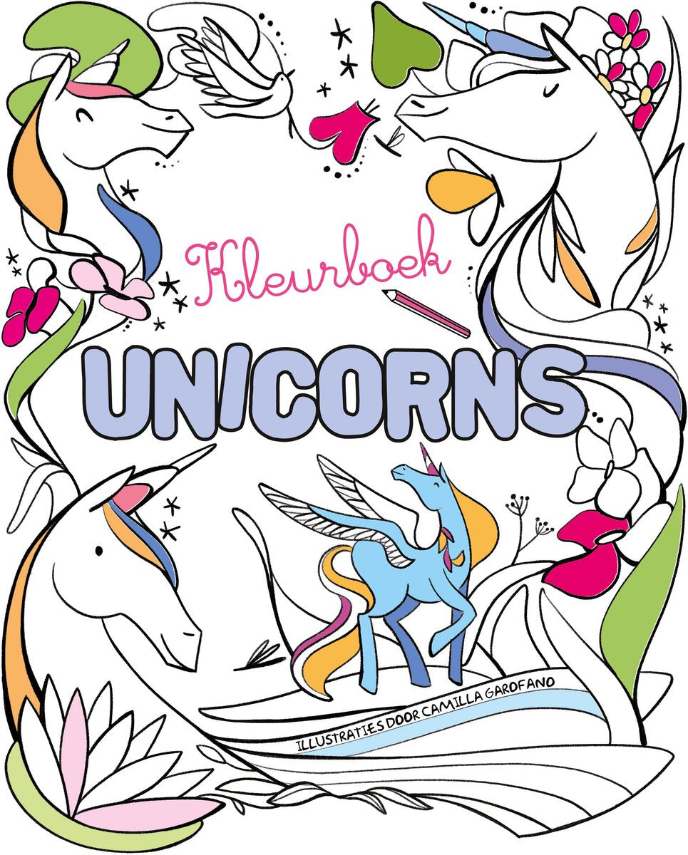 Merkloos sans marque kleurenboek - unicorns - fabelachtige designs