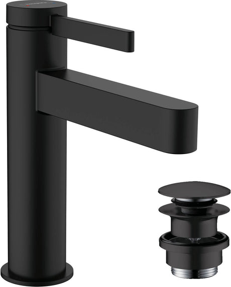 Hansgrohe finoris - wastafelmengkraan - ééngreeps bediening - met afvoerplug - 110mm - mat zwart