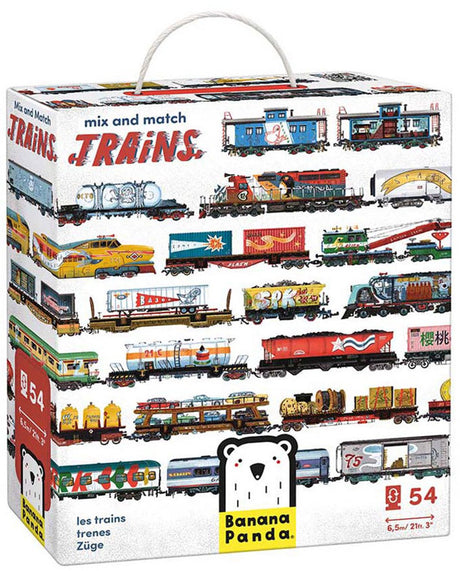 Banana panda puzzel trein speelgoed - mix and match treinen 54 stukjes.