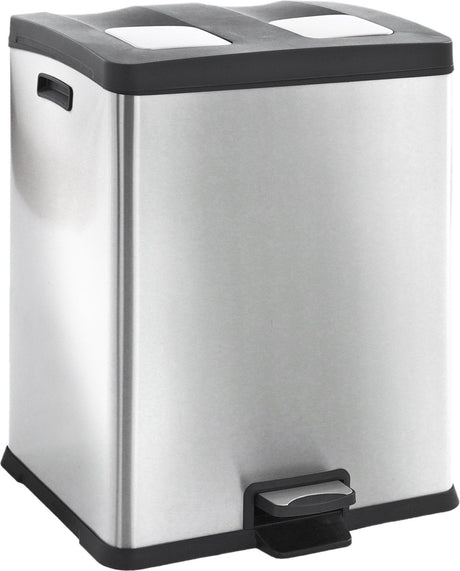 Eko - rejoice recycling pedaalemmer 30+30 liter - stainless steel plastic - mat rvs - prullenbak