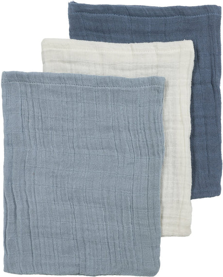 Meyco baby uni pre-washed hydrofiele washandjes - pre-washed hydrofiel - natural jeans blue indigo - 20x17cm - 3-pack