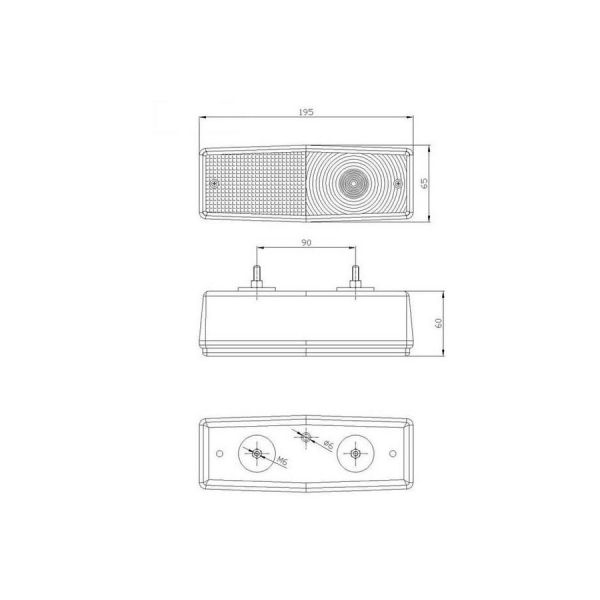 Ac Achterlicht Retro L=R 195x65 mm.