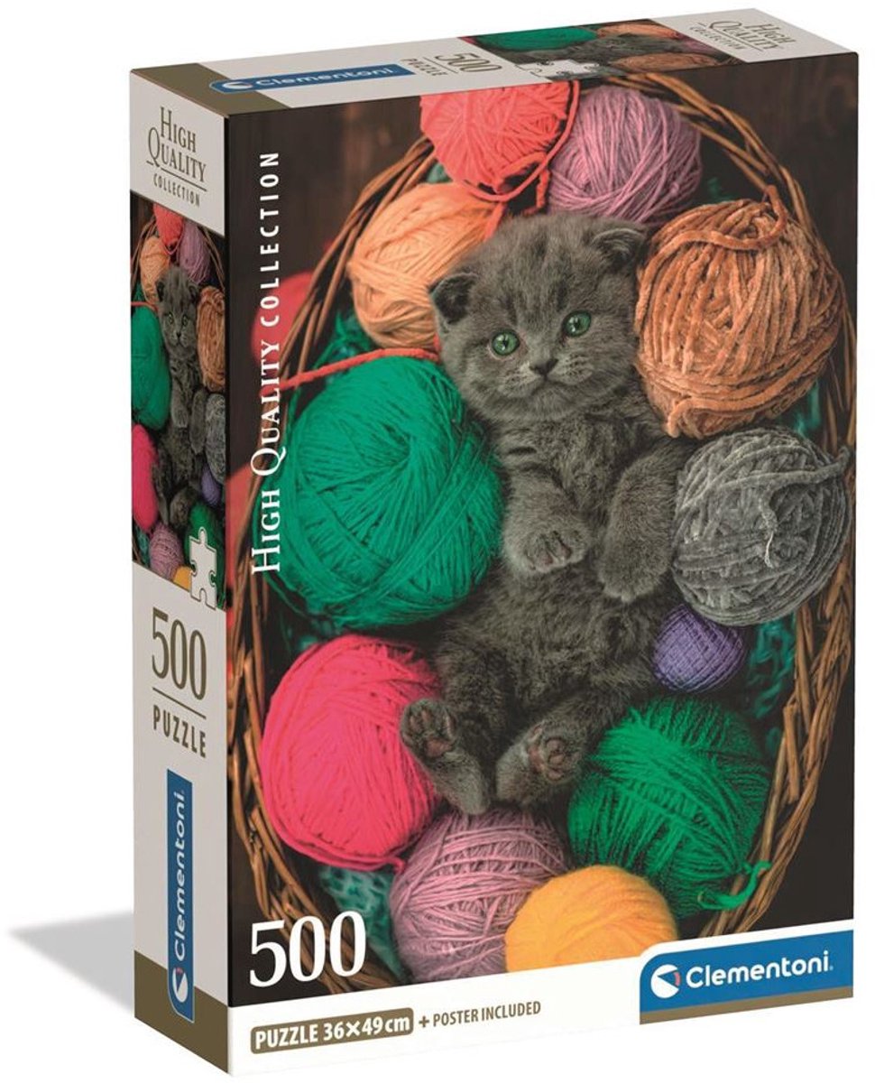 Clementoni – fluffy kitten – puzzel 500 stukjes – poster – compact
