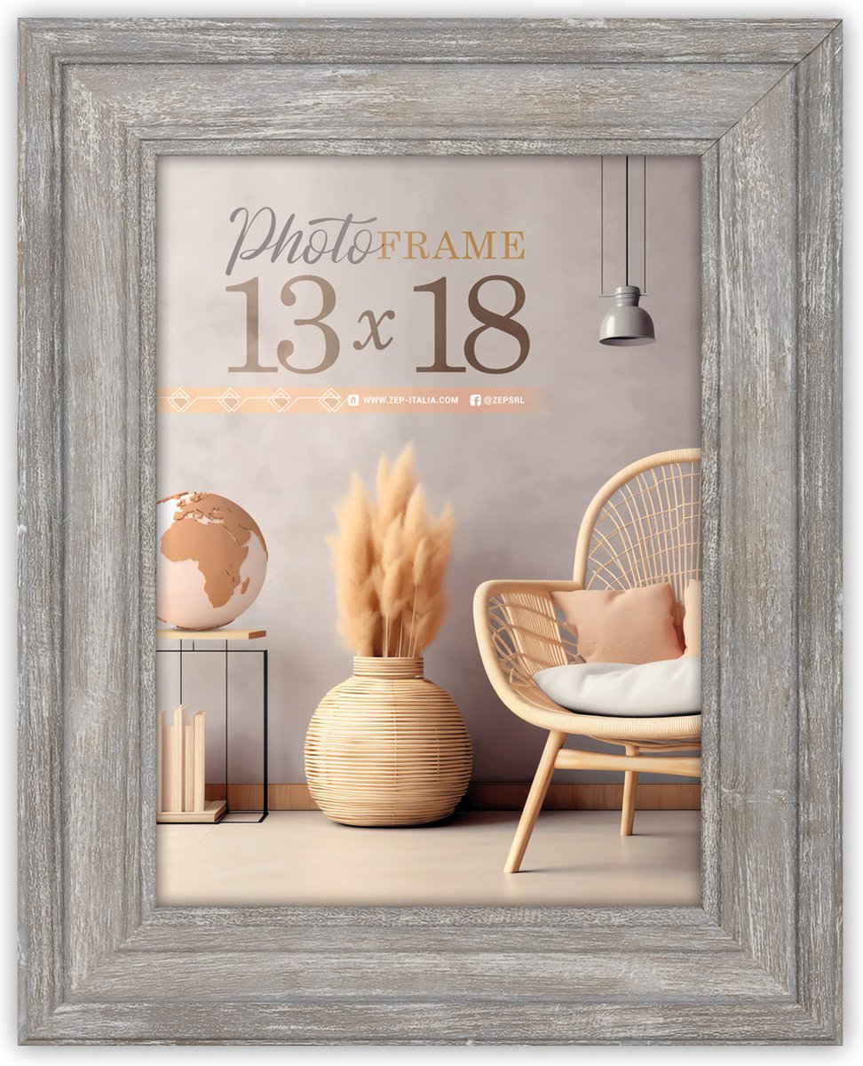 Zep - kunststof fotolijst palermo grijs voor foto formaat 13x18 cm - pm857g