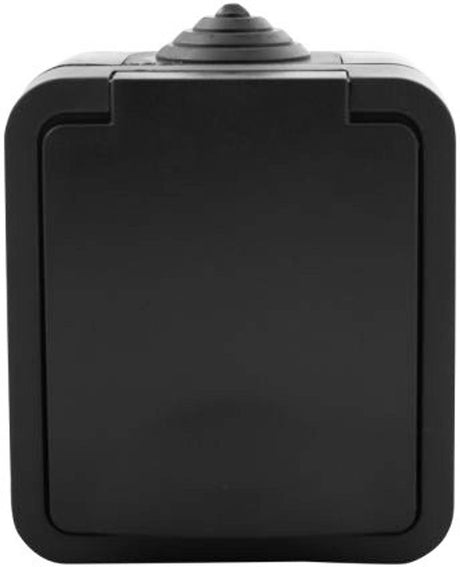 Q-link - wandcontactdoos - buitenstopcontact - opbouw - 1-voudig stopcontact - spatwaterdicht ip54 - randaarde - kinderbeveiliging - mat zwart