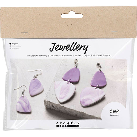 Creative company https: www.cchobby.nl mini-hobbyset-sieraden-gemarmerde-oorringen-lichtpaars-1-doos