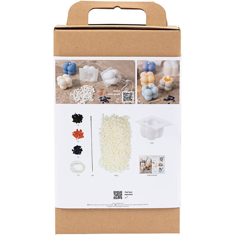 Creativ company http: www.cchobby.nl hobbyset-kaarsen-maken-bubble-sojakaars-beige-lichtblauw-creme-1-doos