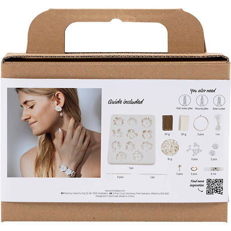 Creativ company https: www.cchobby.nl mini-hobbyset-sieraden-oorbellen-armband-en-halsketting-met-bloemontwerp-beige-licht-beige-beige-1-doos