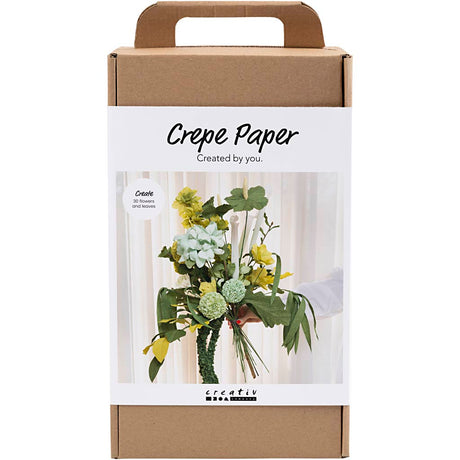 Creativ company http: www.cchobby.nl maxi-hobbyset-crepepapier-bloemenboeket-lichtgroen-donkergroen-pastel-groen-wit-1-doos