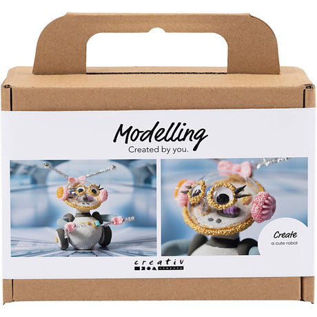 Creativ company https: www.cchobby.nl mini-hobbyset-boetseren-robot-grijs-roze-1-doos