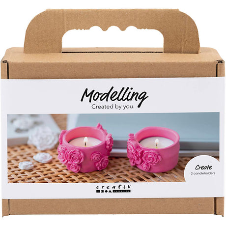 Creativ company http: www.cchobby.nl mini-hobbyset-boetseren-theelichthouders-roze-1-doos