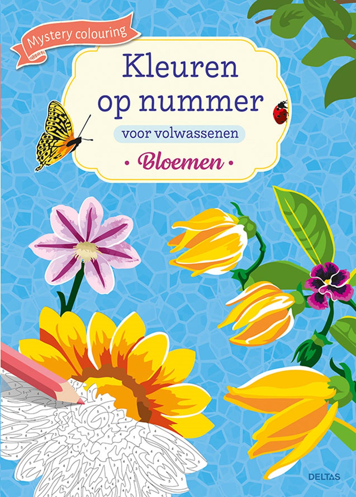 Deltas kleuren op nummer volwassenen bloemen