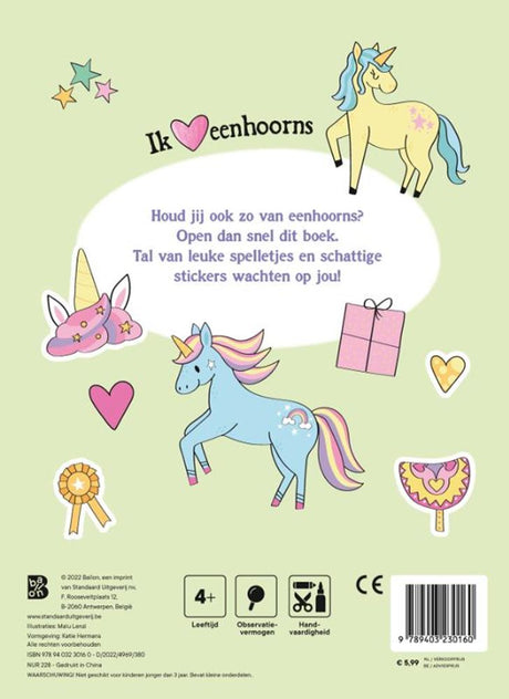 Standaard uitgeverij eenhoorns, plak en speel 4+
