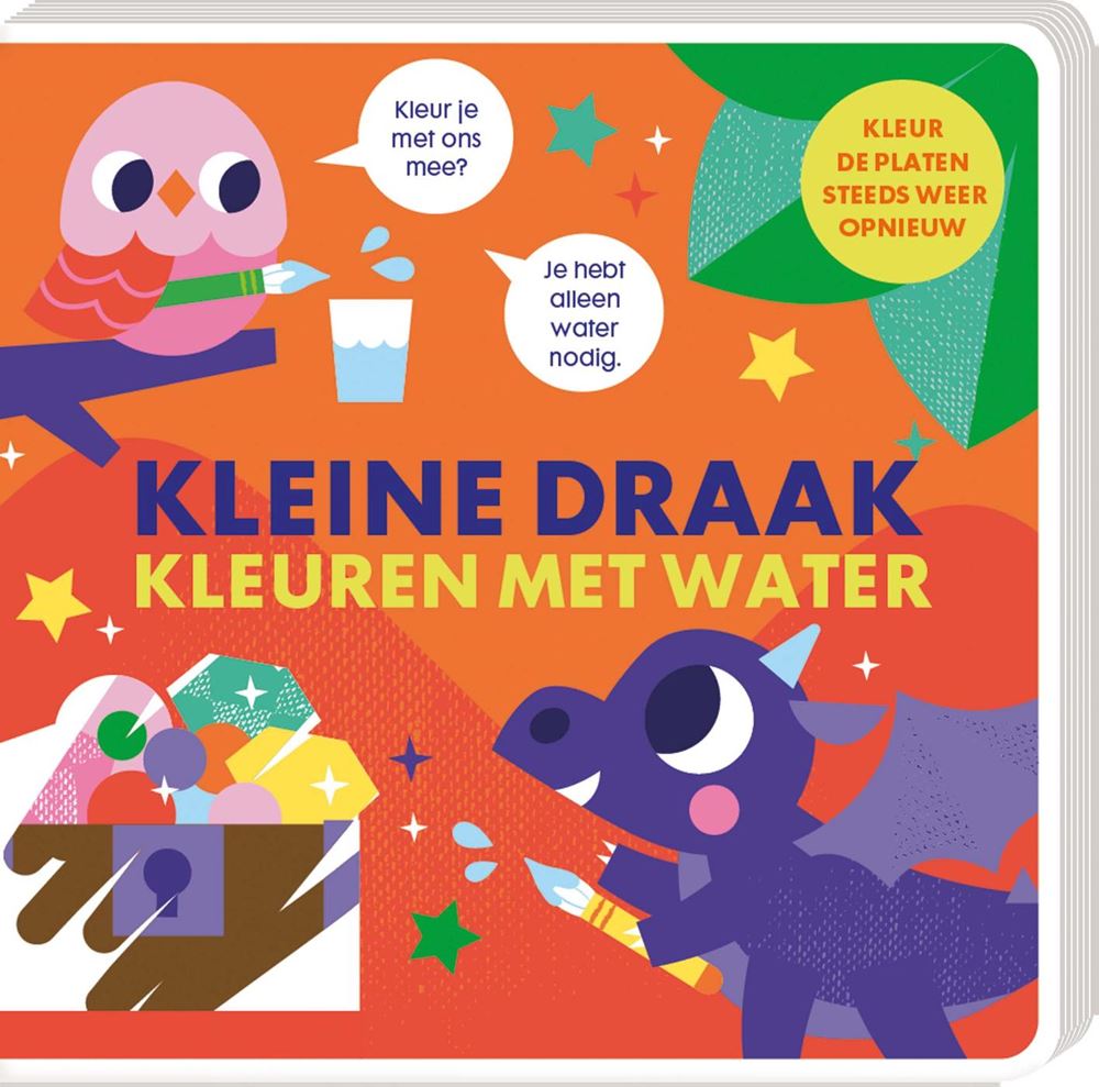 Kleuren met water, kleine draak. 3+
