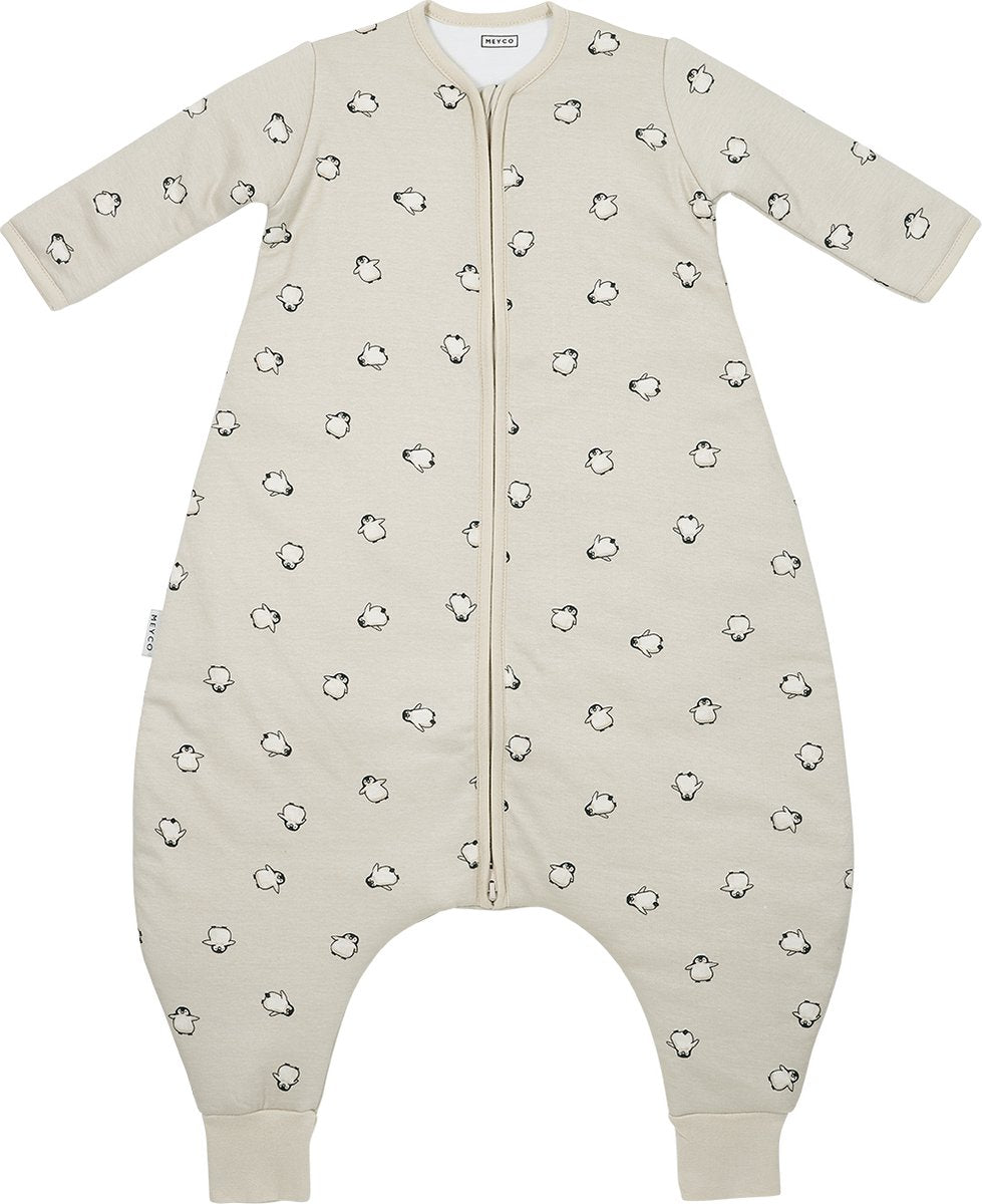 Meyco baby penguin baby winter slaapoverall jumper met vaste mouw - soft sand - 92cm - 2.5 tog