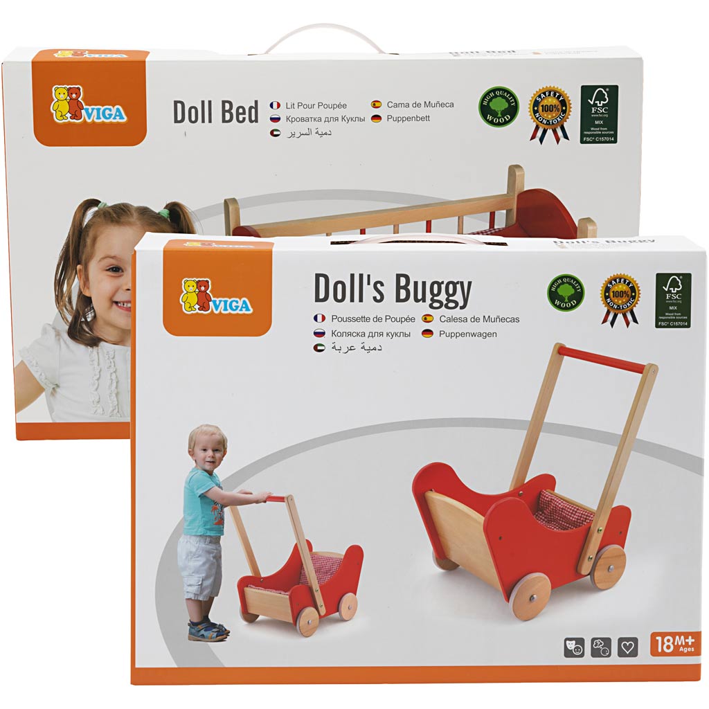 Https: www.cchobby.nl viga-poppenbed-en-houten-poppenwagen-rood-2-onderdelen-1-set