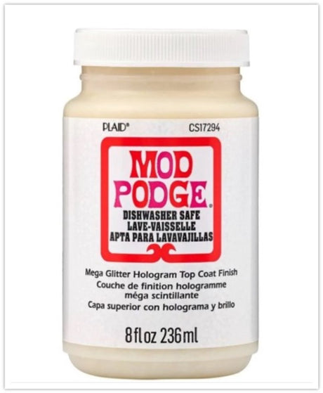 Mod podge mega glitter - decoupage lijm, sealer en vernis in één - hologram - 236ml