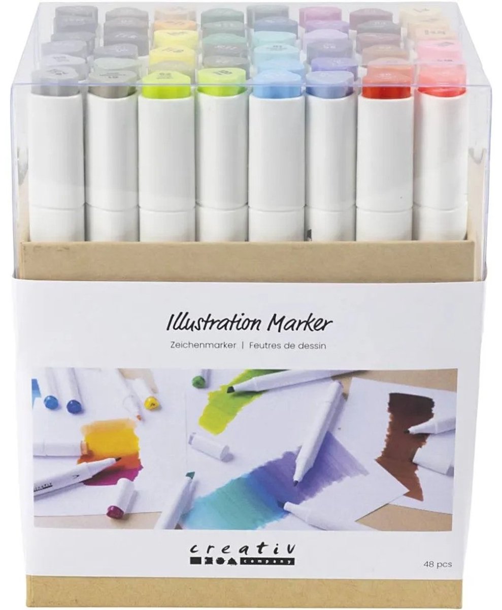 Creativ company tekenstift lijndikte 1+8mm standaardkleuren - 48st.