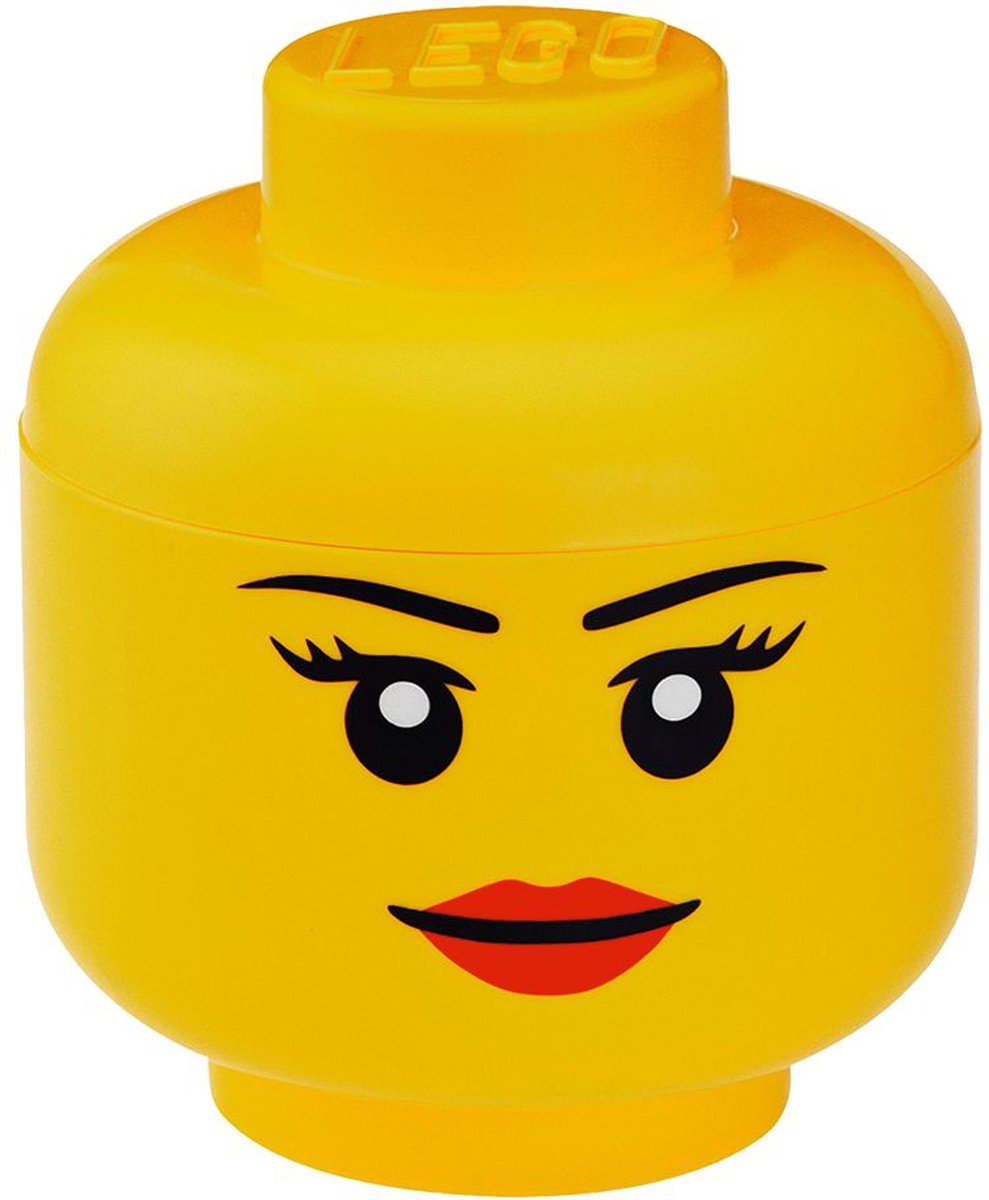 Lego opbergbox iconic hoofd girl 24 cm, geel -