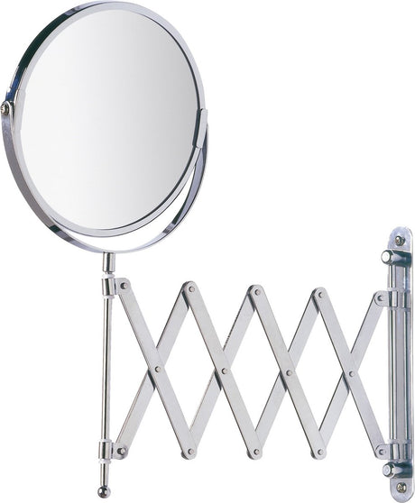 Wenko scheerspiegel wand exclusief ø17cm dubbelzijdig telescopisch chroom 3x vergrotend - badkamerspiegel - make-up spiegel wandmodel uittrekbaar - vergrootspiegel - cosmeticaspiegel met harmonica-arm