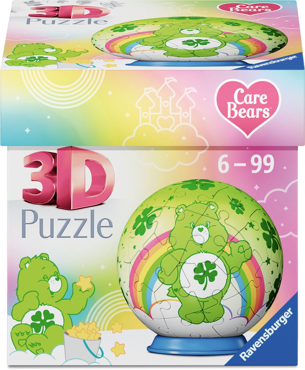 Ravensburger â€“ care bears: good luck bear â€“ 3d puzzle-ball â€“ 55 stukjes