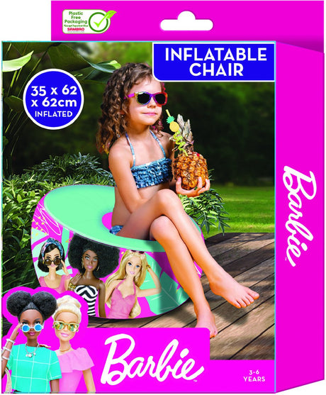 Barbie opblaasbare stoel 35x62 cm roze blauw
