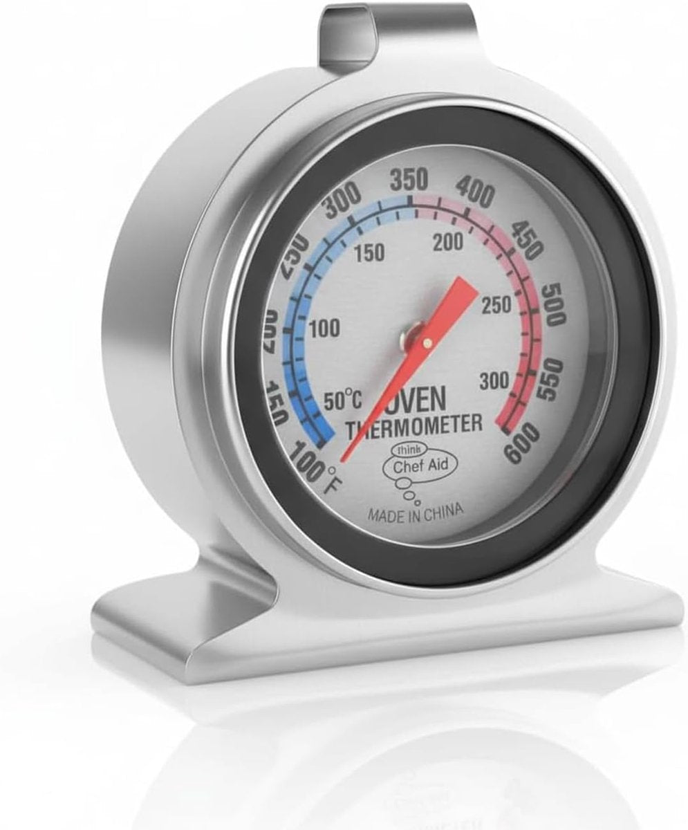 Chef aid oven thermometer tot 300°c – rvs vleesthermometer – voor oven, grill, airfryer en bbq