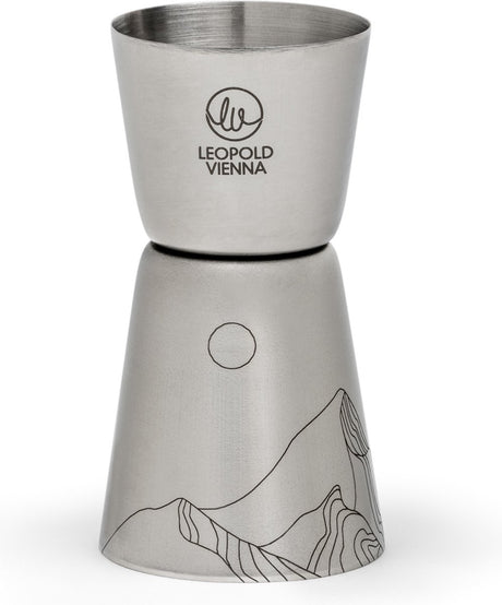 Leopold vienna - barmaatje 20 40ml rvs jigger - pipet met lasergravure mountains